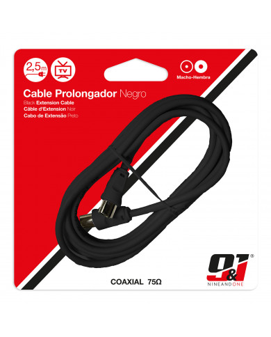 CABLE PROLONGADOR TV 2.5M NEGRO NINE&ONE BL.1