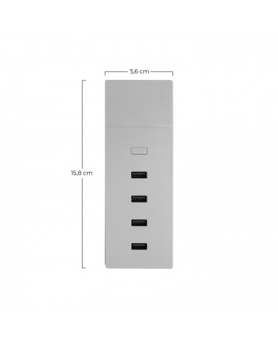 BASE DE CARGA ULTRA RAPIDA 4 USB 4,2A 158X56X24mm PREMIUM NINE&ONE BL.1