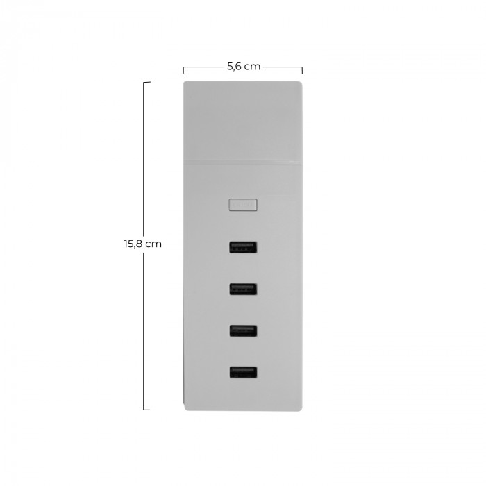 BASE DE CARGA ULTRA RAPIDA 4 USB 4,2A 158X56X24mm PREMIUM NINE&ONE BL.1