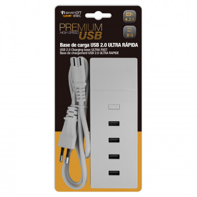 BASE DE CARGA ULTRA RAPIDA 4 USB 4,2A 158X56X24mm PREMIUM NINE&ONE BL.1 BASE DE CARGA ULTRA RAPIDA 4 USB 4,2A 158X56X24mm PREMIUM NINE&ONE BL.1