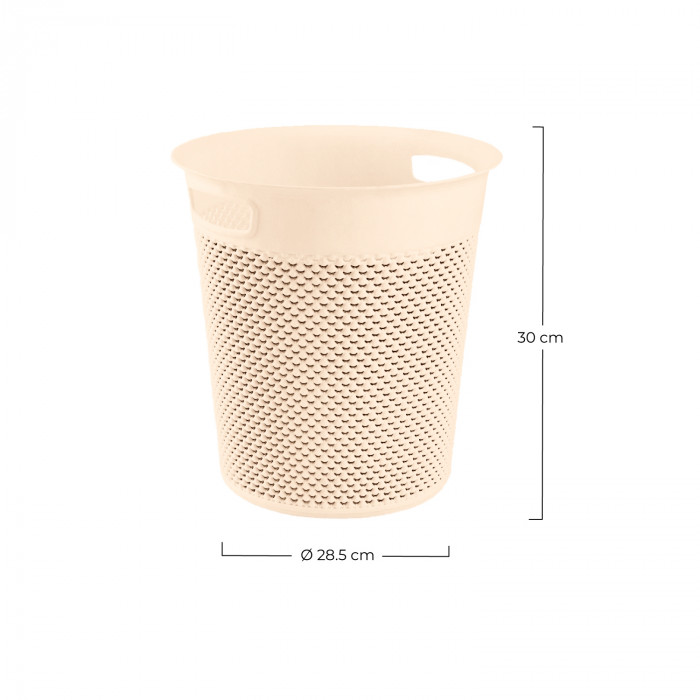 CESTA DE RESINA REDONDA C/ASA CREMA (28,5 X 30 CM) 12L 7HOUSE