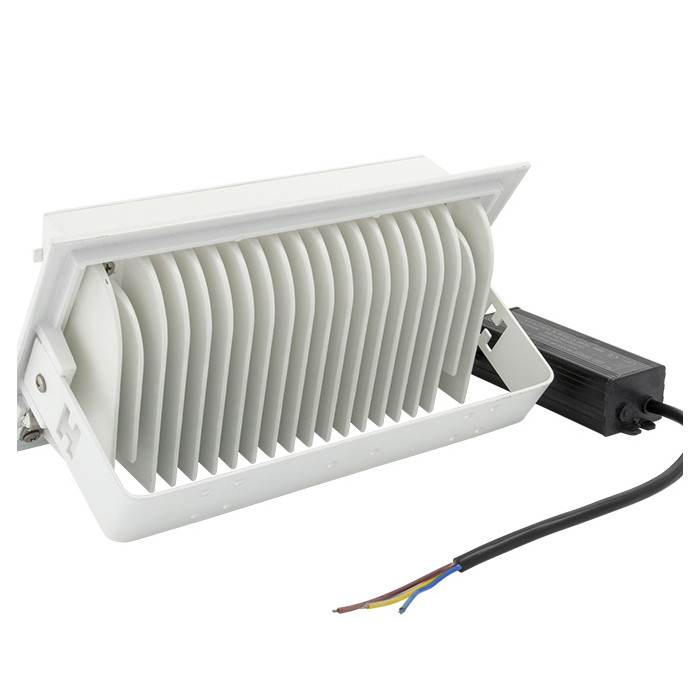 DOWNLIGHT RECTANG. EMPOTR. GIRAT. 30W 120º 3000K 40000H 235x148x90 MM.