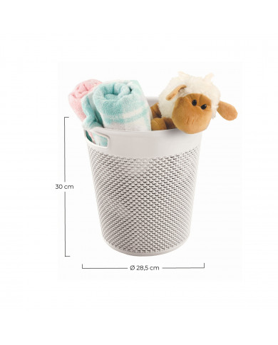 CESTA DE RESINA REDONDA C/ASA BLANCO (28,5 X 30 CM) 12L 7HOUSE