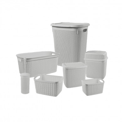 CESTA DE RESINA REDONDA C/ASA BLANCO (28,5 X 30 CM) 12L 7HOUSE