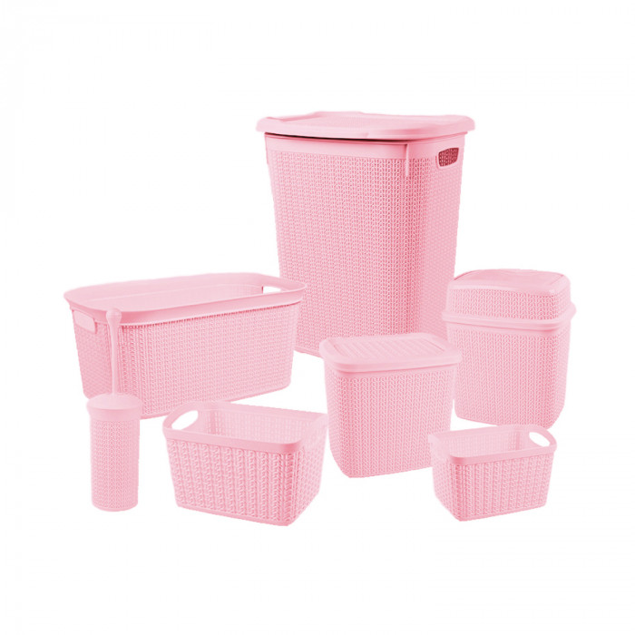 SET DE BAÑO 7 PIEZAS ROSA 7HOUSE