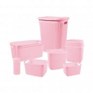 SET DE BAÑO 7 PIEZAS ROSA 7HOUSE