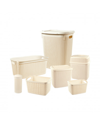 SET DE BAÑO 7 PIEZAS CREMA 7HOUSE