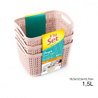 SET 3 CESTOS RECTANGULAR ROSA C/ASA (16,5 X 12,5 X 10,7 CM) 1,5L 7 HOUSE SET 3 CESTOS RECTANGULAR ROSA C/ASA (16,5 X 12,5 X 10,7 CM) 1,5L 7 HOUSE