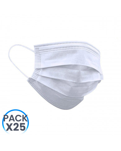 PACK 25 MASCARILLAS HIGIÉNICAS NO REUTILIZABLES COLOR BLANCO H91 MEDICAL BS.25  (BR)