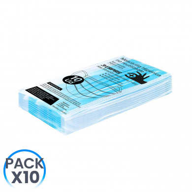 PACK 10 MASCARILLAS HIGIÉNICAS NO REUTILIZABLES COLOR AZUL  BS.10 (AU)