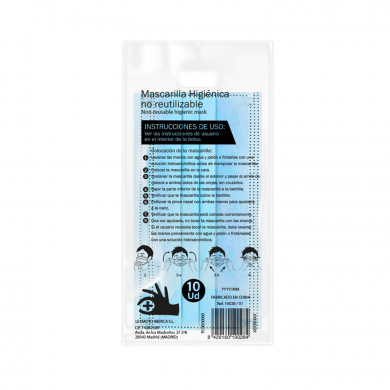 PACK 10 MASCARILLAS HIGIÉNICAS NO REUTILIZABLES COLOR AZUL  BS.10 (AU)