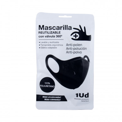 MASCARILLA REUTILIZABLE POLIURETANO C/VÁLVULA  BS.1 (AU)