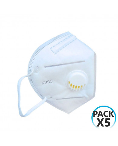 MASCARILLA BLANCA KN95 C/VÁLVULA H91 MEDICAL CJ.5