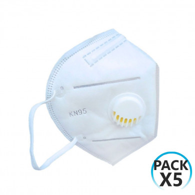 MASCARILLA BLANCA KN95 C/VÁLVULA H91 MEDICAL CJ.5