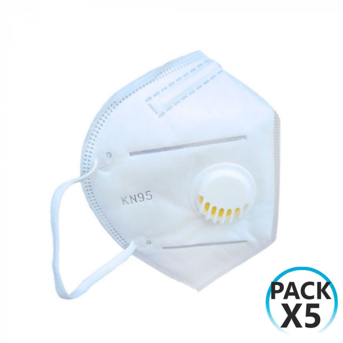 MASCARILLA BLANCA KN95 C/VÁLVULA H91 MEDICAL CJ.5