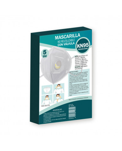 MASCARILLA BLANCA KN95 C/VÁLVULA H91 MEDICAL CJ.5