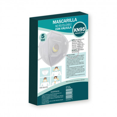 MASCARILLA BLANCA KN95 C/VÁLVULA H91 MEDICAL CJ.5