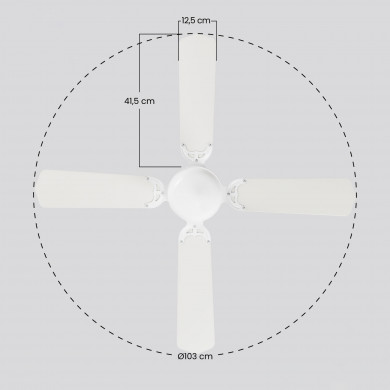 VENTILADOR CON LUZ BARÉIN BLANCO 50W 4 ASPAS 3 VELOC. DIAM105CM  (BOMB.NO INCL.) RAYDAN HOME VENTILADOR CON LUZ BARÉIN BLANCO 50W 4 ASPAS 3 VELOC. DIAM105CM  (BOMB.NO INCL.) RAYDAN HOME