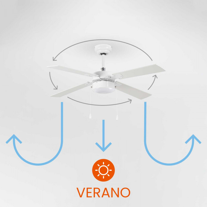 VENTILADOR CON LUZ BRASIL BLANCO 50W 4 ASPAS 3 VELOC. DIAM106CM (BOMB.NO INCL.) RAYDAN HOME