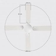 VENTILADOR CON LUZ BRASIL BLANCO 50W 4 ASPAS 3 VELOC. DIAM106CM (BOMB.NO INCL.) RAYDAN HOME