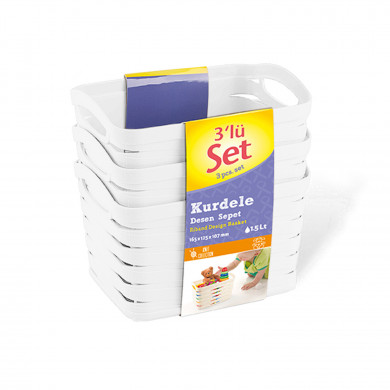 SET 3 CESTOS RECTANGULAR BLANCO C/ASA (16,5 X 12,5 X 10,7 CM) 1,5L 7HOUSE SET 3 CESTOS RECTANGULAR BLANCO C/ASA (16,5 X 12,5 X 10,7 CM) 1,5L 7HOUSE