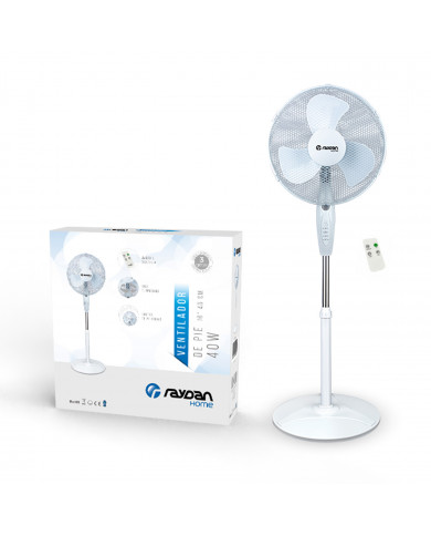 VENTILADOR DE PIE 16" 40CM 40W C/MANDO RAYDAN HOME