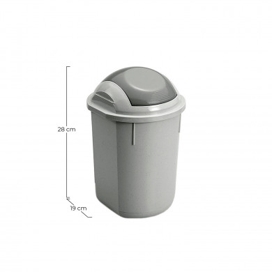 PAPELERA REDONDA GRIS C/TAPA (19 X 28 CM) 4 LT 7 HOUSE