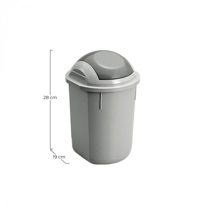 PAPELERA REDONDA GRIS C/TAPA (19 X 28 CM) 4 LT 7 HOUSE