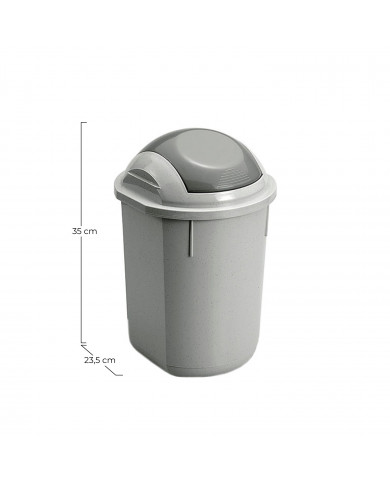 PAPELERA REDONDA GRIS C/TAPA (23,5 X 35 CM) 8LT 7HOUSE