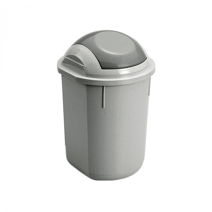 PAPELERA REDONDA GRIS C/TAPA (26,5 X 40 CM) 12 LT 7HOUSE