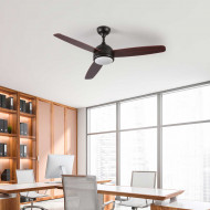 VENTILADOR TECHO VERMONT 55W MOTOR DC CON LUZ LED 18W NEGRO DAYRON