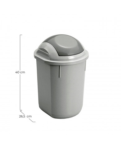 PAPELERA REDONDA GRIS C/TAPA (26,5 X 40 CM) 12 LT 7HOUSE