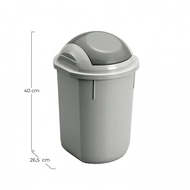PAPELERA REDONDA GRIS C/TAPA (26,5 X 40 CM) 12 LT 7HOUSE
