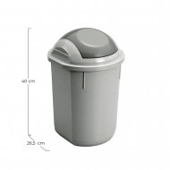 PAPELERA REDONDA GRIS C/TAPA (26,5 X 40 CM) 12 LT 7HOUSE