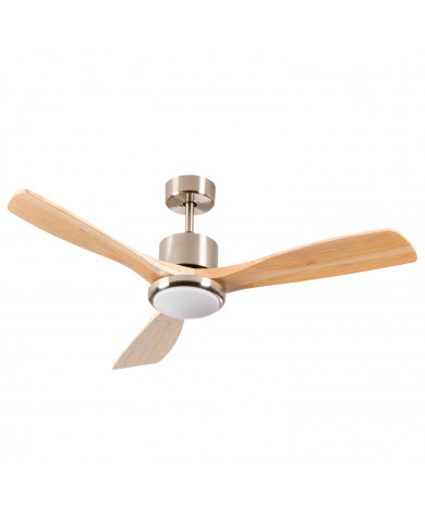 VENTILADOR TECHO ALASKA 55W MOTOR DC 153mm CON LUZ LED 18W NIQUEL/MADERA OSCURA DAYRON