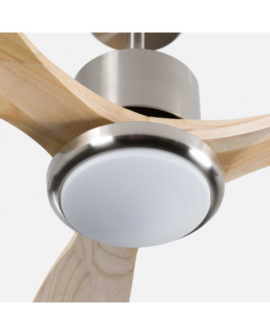VENTILADOR TECHO ALASKA 55W MOTOR DC 153mm CON LUZ LED 18W NIQUEL/MADERA OSCURA DAYRON