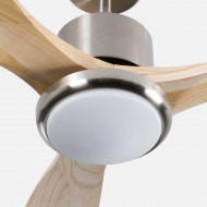 VENTILADOR TECHO ALASKA 55W MOTOR DC 153mm CON LUZ LED 18W NIQUEL/MADERA OSCURA DAYRON