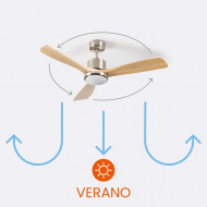 VENTILADOR TECHO ALASKA 55W MOTOR DC 153mm CON LUZ LED 18W NIQUEL/MADERA OSCURA DAYRON