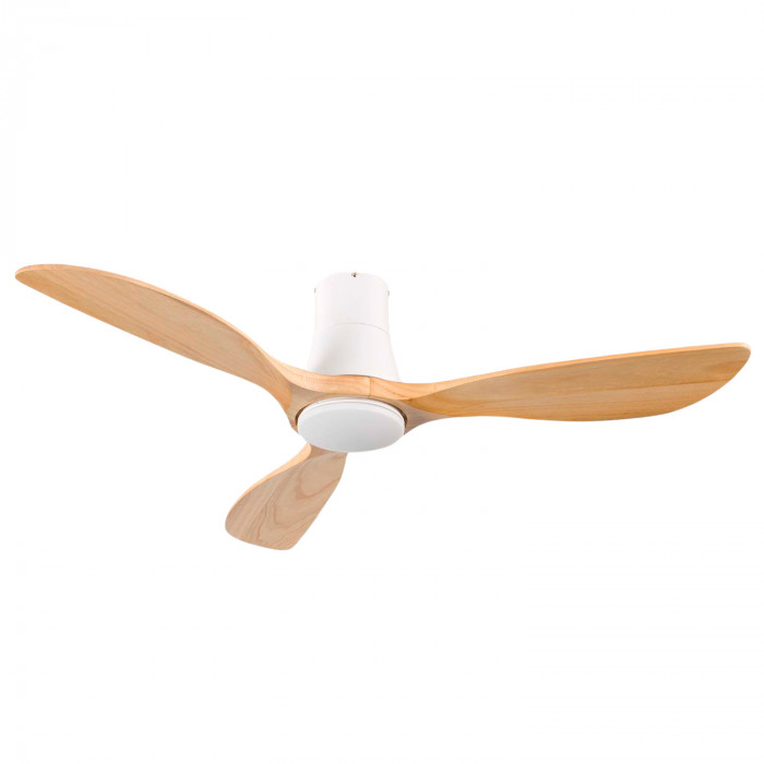VENTILADOR TECHO DAKOTA 55W MOTOR DC 153mm CON LUZ LED 18W BLANCO/MADERA CLARA DAYRON