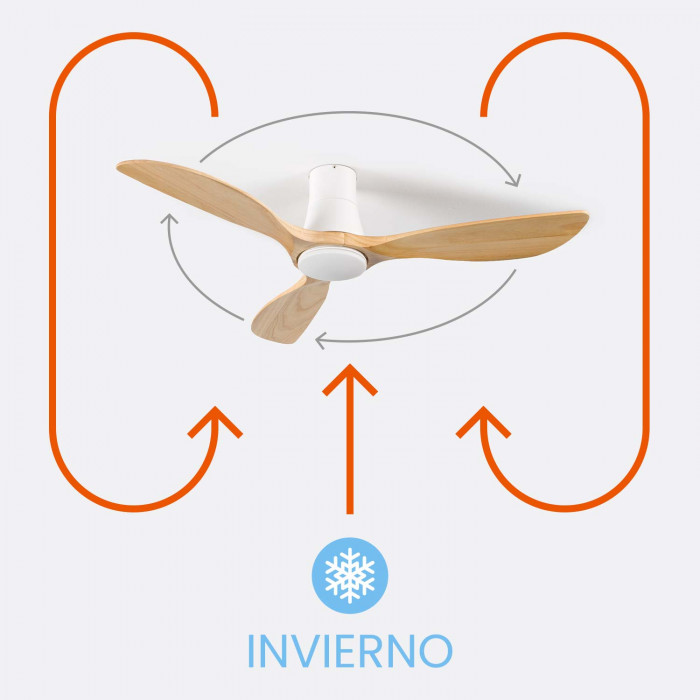 VENTILADOR TECHO DAKOTA 55W MOTOR DC 153mm CON LUZ LED 18W BLANCO/MADERA CLARA DAYRON