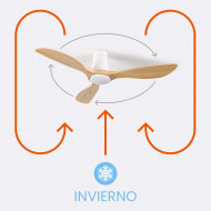 VENTILADOR TECHO DAKOTA 55W MOTOR DC 153mm CON LUZ LED 18W BLANCO/MADERA CLARA DAYRON