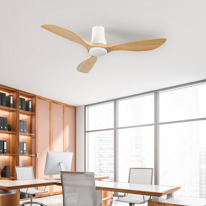 VENTILADOR TECHO DAKOTA 55W MOTOR DC 153mm CON LUZ LED 18W BLANCO/MADERA CLARA DAYRON