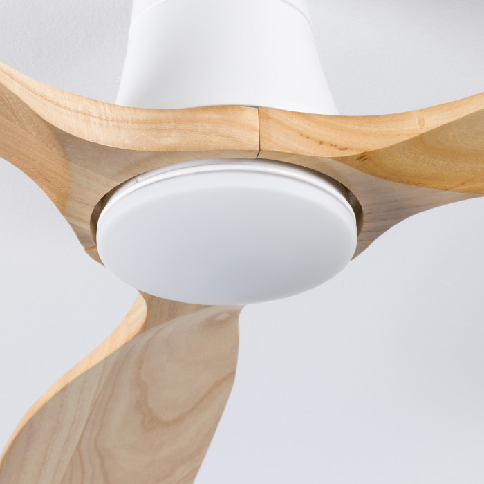 VENTILADOR TECHO DAKOTA 55W MOTOR DC 153mm CON LUZ LED 18W BLANCO/MADERA CLARA DAYRON