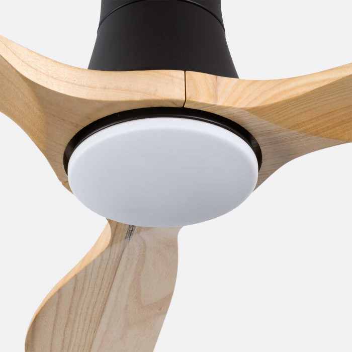 VENTILADOR TECHO DAKOTA 55W MOTOR DC 153mm CON LUZ LED 18W NEGRO/MADERA OSCURA DAYRON