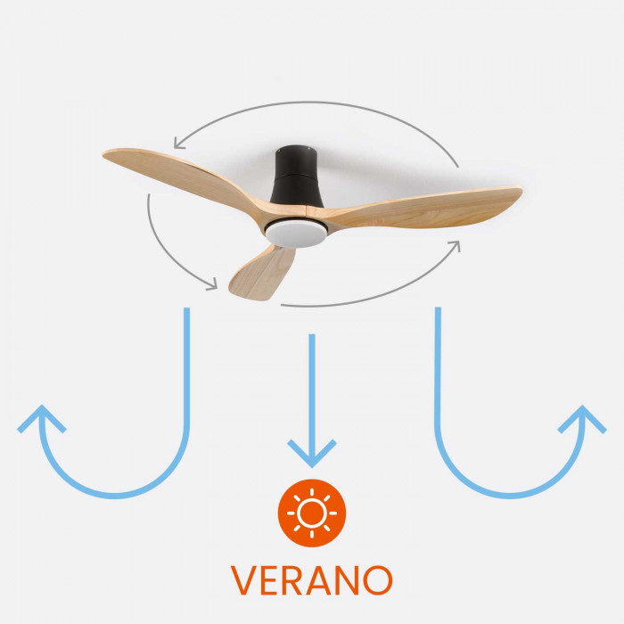 VENTILADOR TECHO DAKOTA 55W MOTOR DC 153mm CON LUZ LED 18W NEGRO/MADERA OSCURA DAYRON