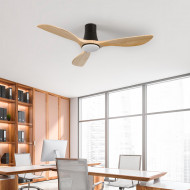 VENTILADOR TECHO DAKOTA 55W MOTOR DC 153mm CON LUZ LED 18W NEGRO/MADERA OSCURA DAYRON