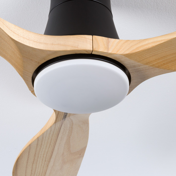 VENTILADOR TECHO DAKOTA 55W MOTOR DC 153mm CON LUZ LED 18W NEGRO/MADERA OSCURA DAYRON