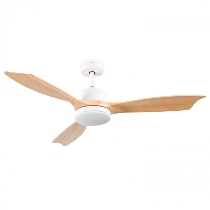 VENTILADOR TECHO NUEVA YORK 55W MOTOR DC 153mm CON LUZ LED 18W BLANCO/MADERA CLARA DAYRON
