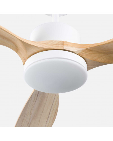 VENTILADOR TECHO NUEVA YORK 55W MOTOR DC 153mm CON LUZ LED 18W BLANCO/MADERA CLARA DAYRON