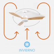 VENTILADOR TECHO NUEVA YORK 55W MOTOR DC 153mm CON LUZ LED 18W BLANCO/MADERA CLARA DAYRON